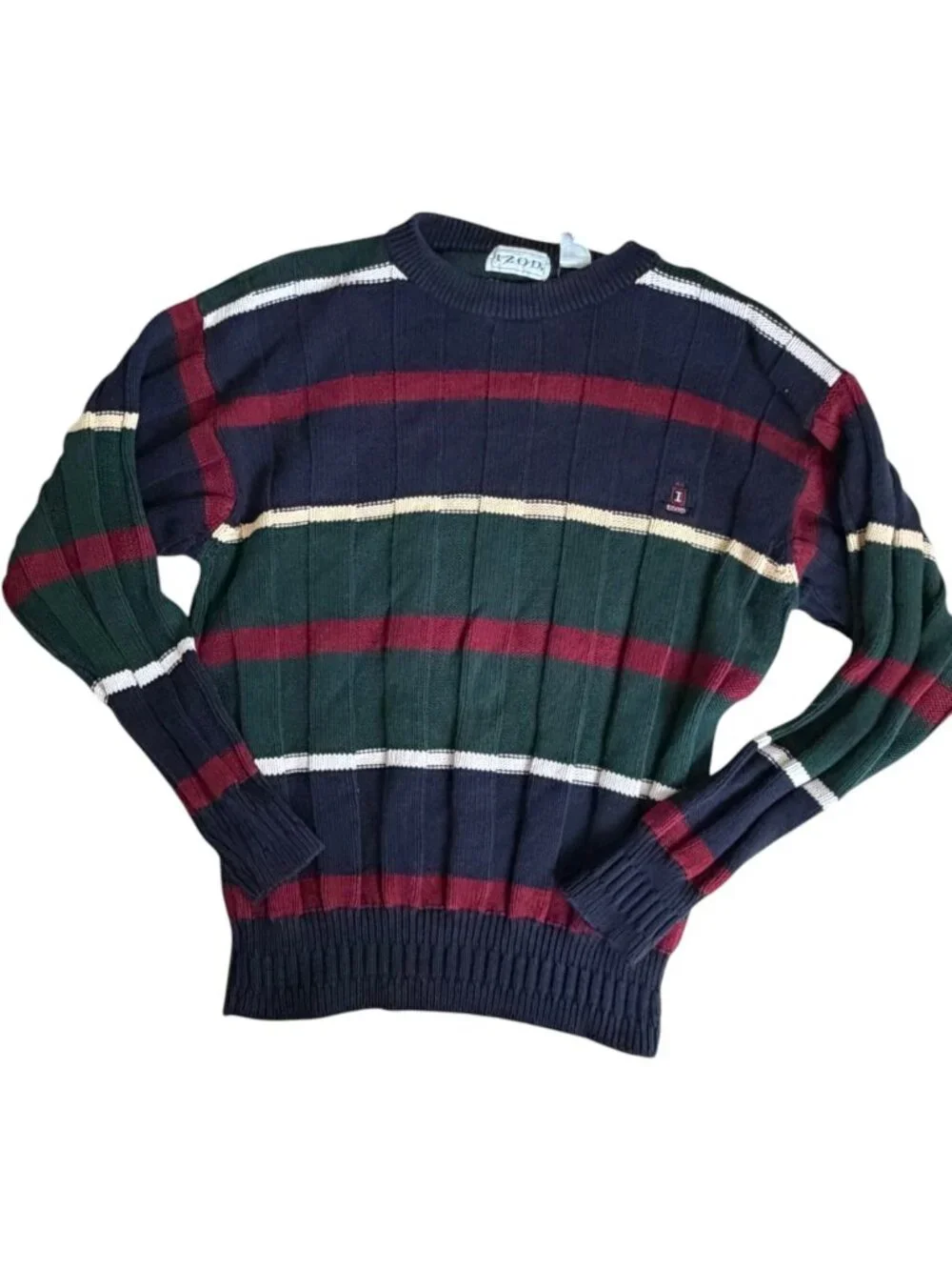 Vintage 90s Streetwear Mens Medium Rainbow Striped Color Block Knit Dad Sweater